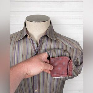 Robert Graham FUC Flip-Collar/Cuff Striped Casual Shirt – Medium (M/M)
